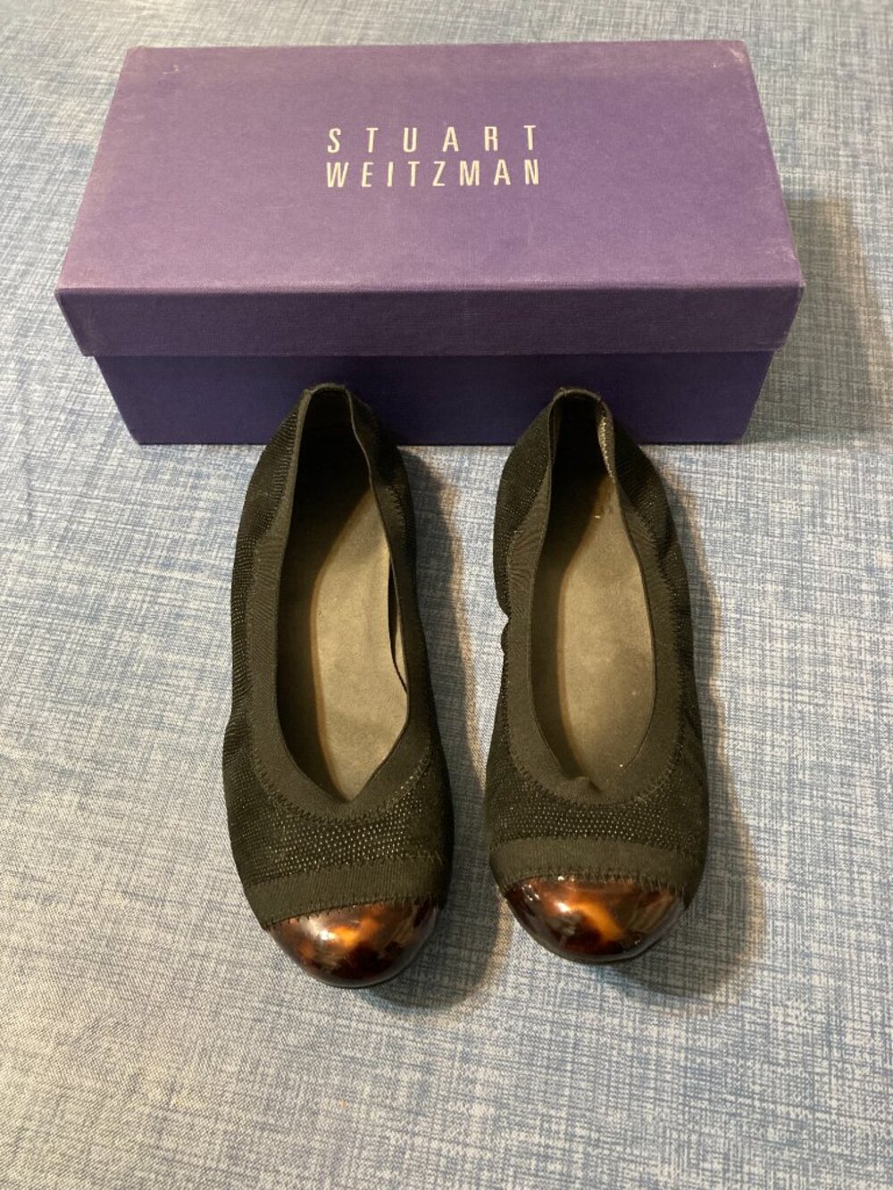 Stuart Weitzman Black Tipable Goosebump Flat